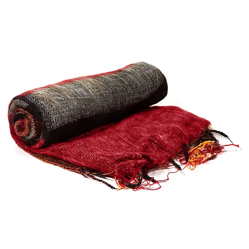 Meditatie omslagdoek oranjerood met strepen