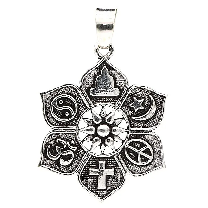 Hanger lotus met religieuze symbolen