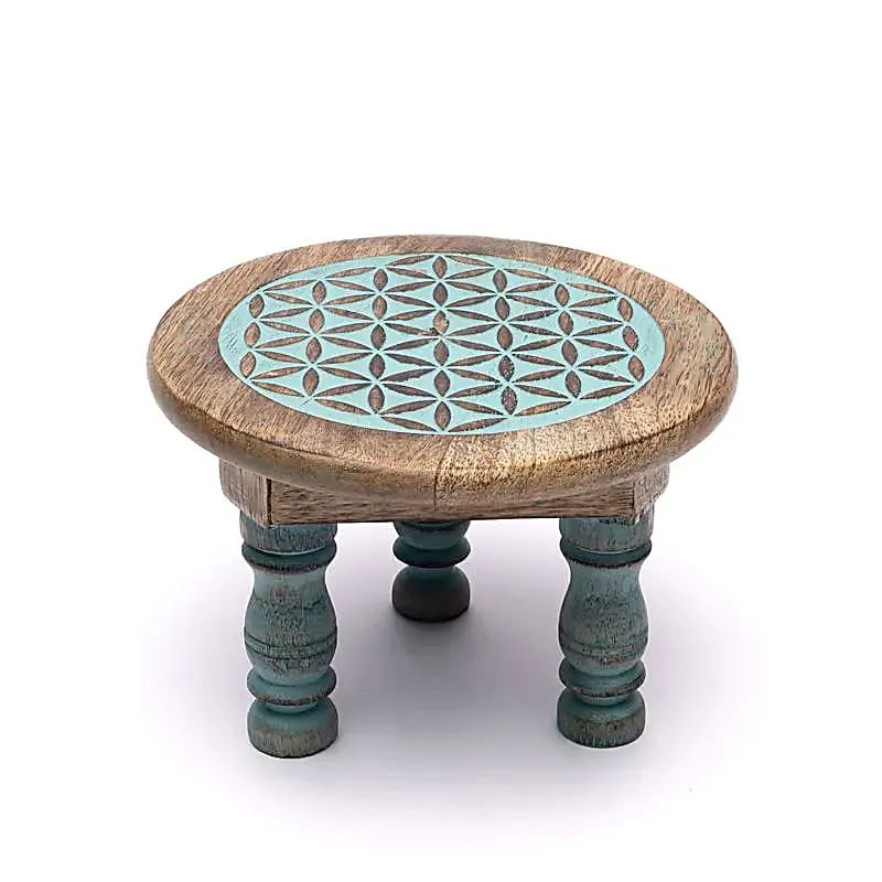 Altaartafeltje rond Bloem des Levens motief blauw