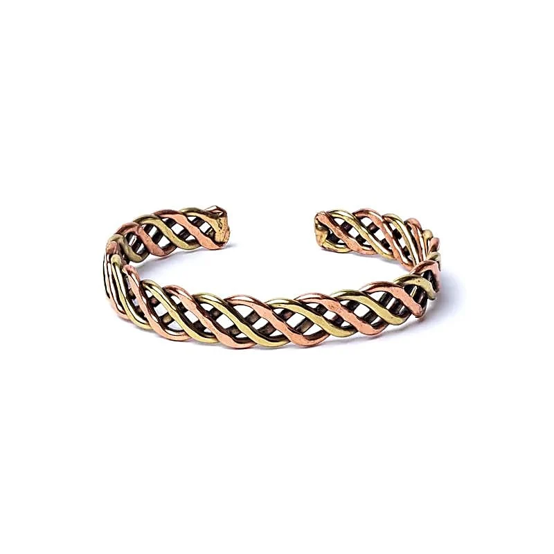 Gevlochten armband brons- en goudkleurig