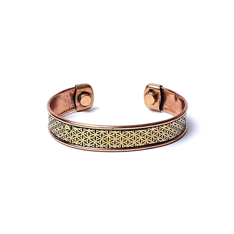 Armband koper Bloem des Levens magnetisch