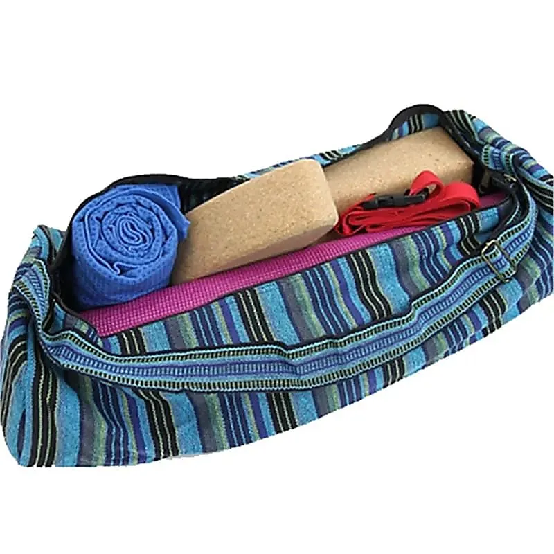 Yogatas katoen blauw gestreept