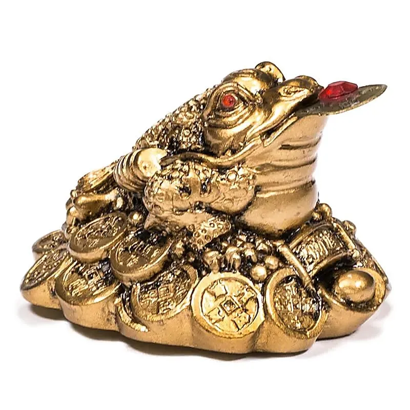Minibeeldje Feng Shui kikker goudkleur