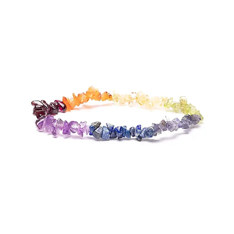 Armband 7 chakra chips elastisch
