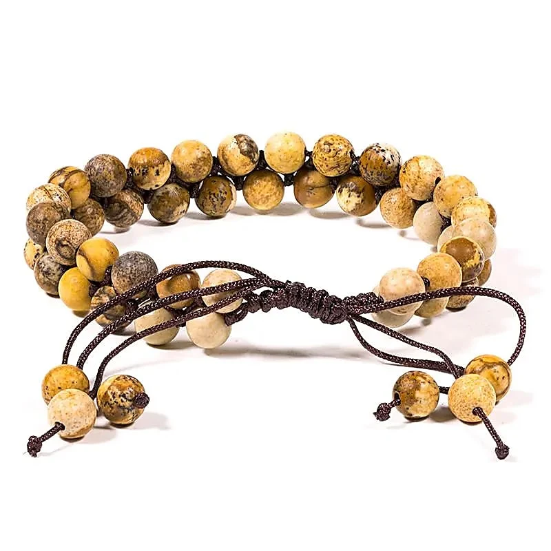 Armband landschap jaspis dubbele rij verstelbaar