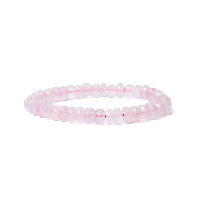 Armband rozenkwarts facet AA kwaliteit elastisch