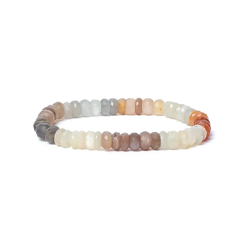 Armband veelkleurig maansteen facet AA kwaliteit elastisch