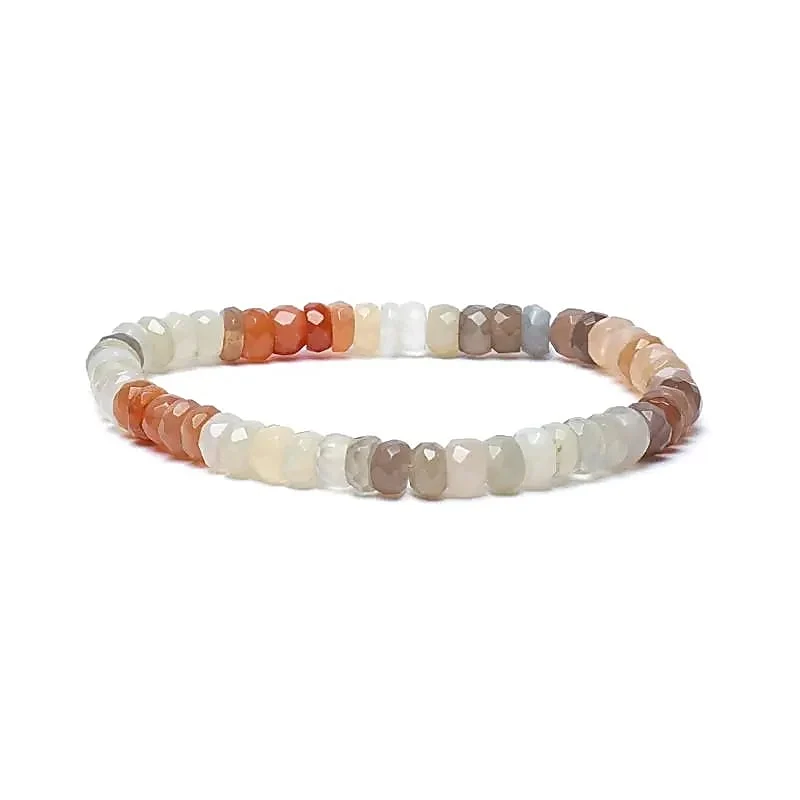 Armband veelkleurig maansteen facet AA kwaliteit elastisch