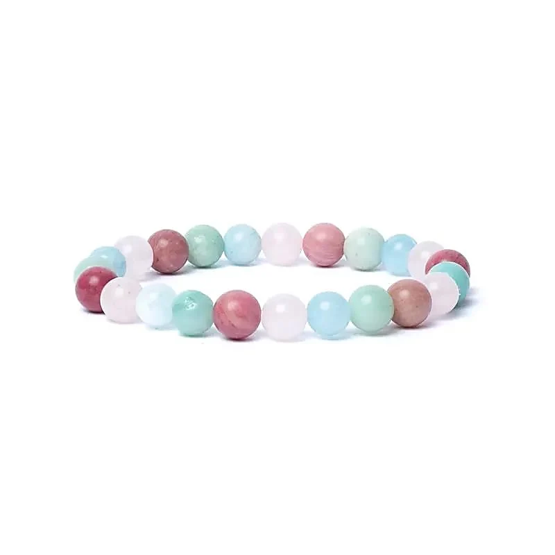 Armband aquamarijn/ rozenkwarts/ amazoniet/ thuliet AA kwaliteit elastisch