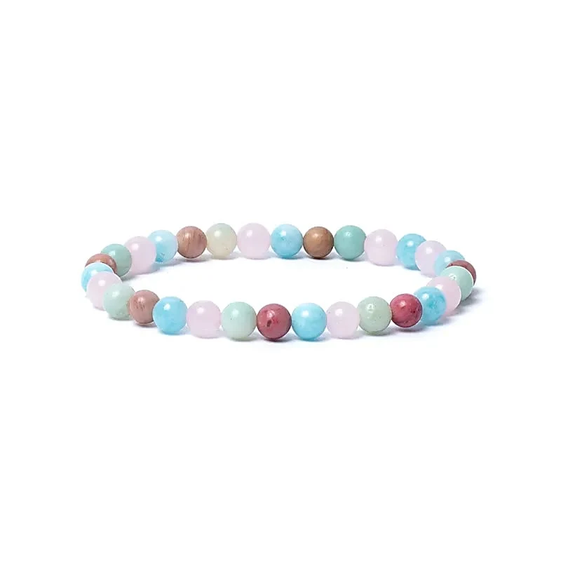 Armband aquamarijn/ rozenkwarts/ amazoniet/ thuliet AA kwaliteit elastisch