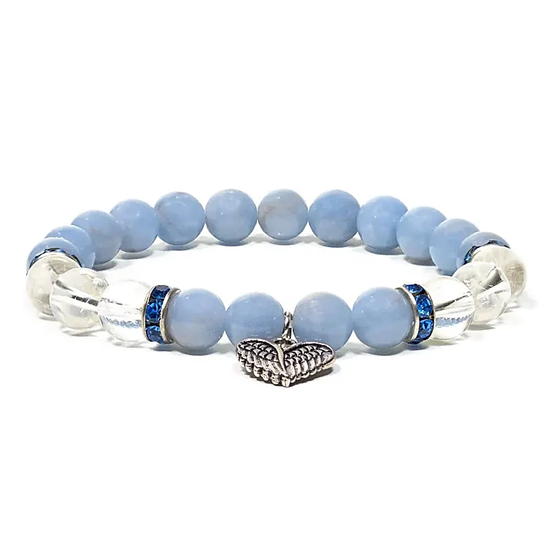 Angeliet/bergkristal armband elastisch met hart