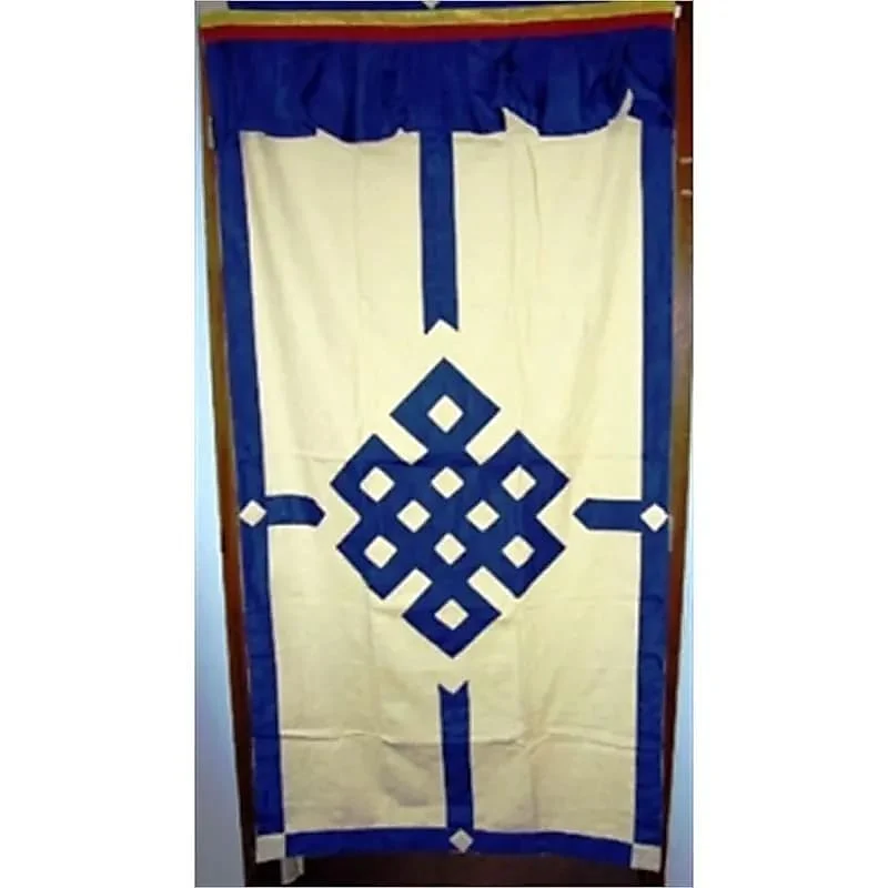 Tibetaans deurkleed blauw/ecru