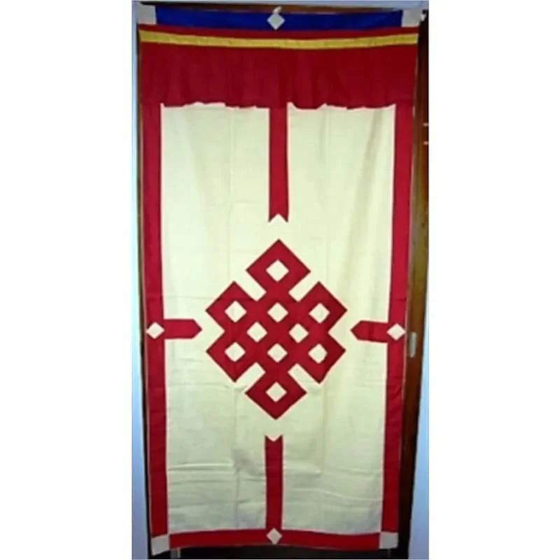 Tibetaans deurkleed rood/ecru