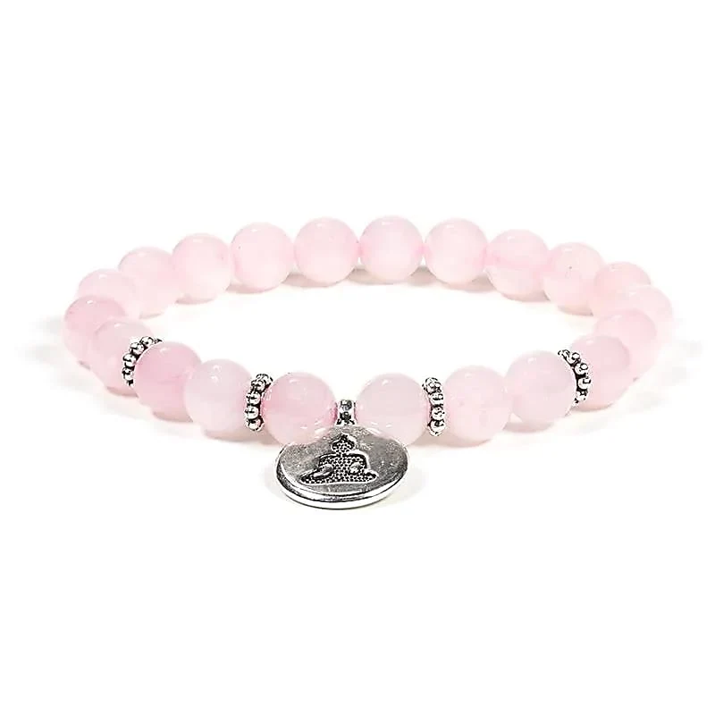 Mala/armband rozenkwarts elastisch met boeddha