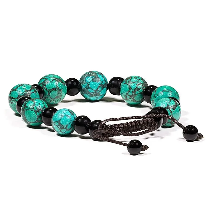 Armband turkoois & zwarte agaat verstelbaar