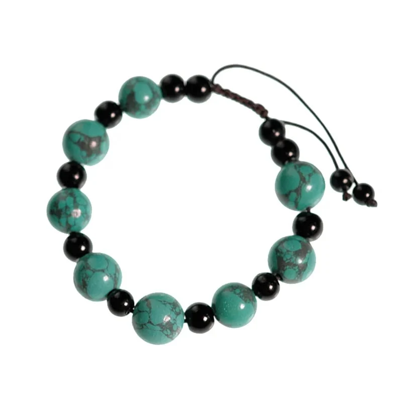 Armband turkoois & zwarte agaat verstelbaar