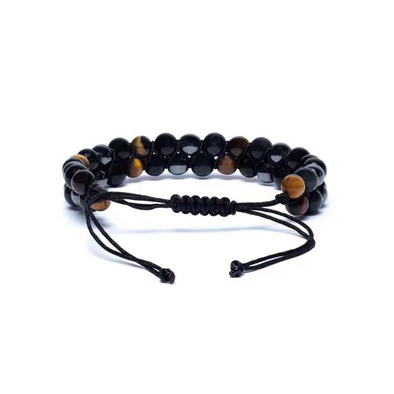 Armband hematiet/ obsidiaan/ tijgeroog verstelbaar