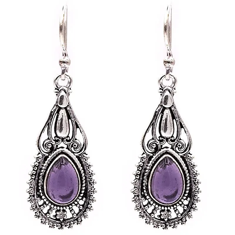 Oorbellen bohemian met amethist