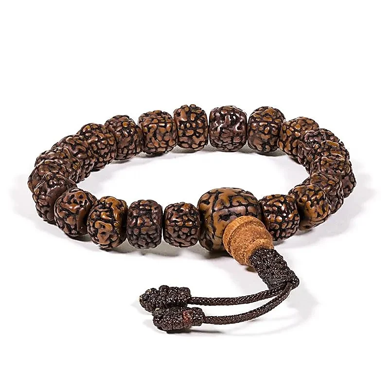 Mala/armband gepolijste rudraksha 21 kralen verstelbaar