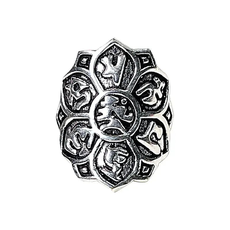 Ring lotus messing zilverkleurig