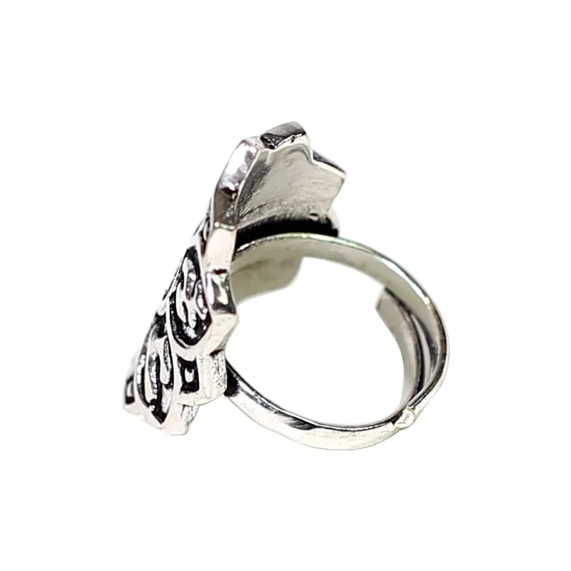 Ring lotus messing zilverkleurig