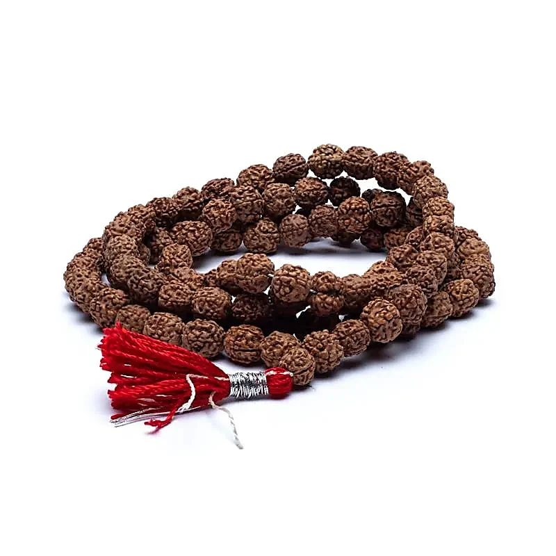 Mala Rudraksha 108 kralen met rode kwast