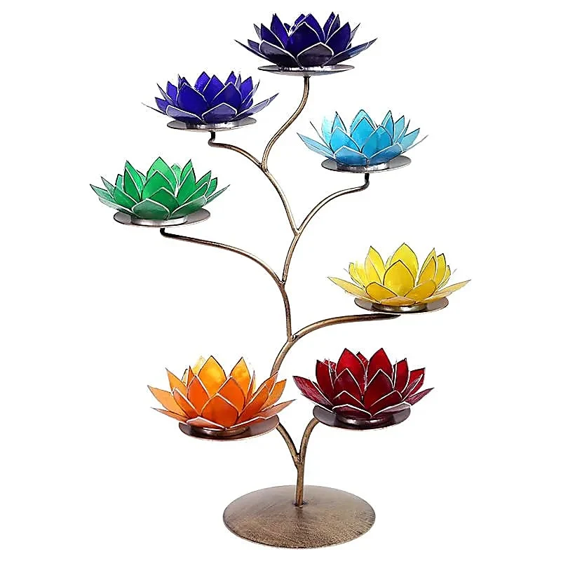 Chakra Lotus display metaal + 21 sfeerlichten