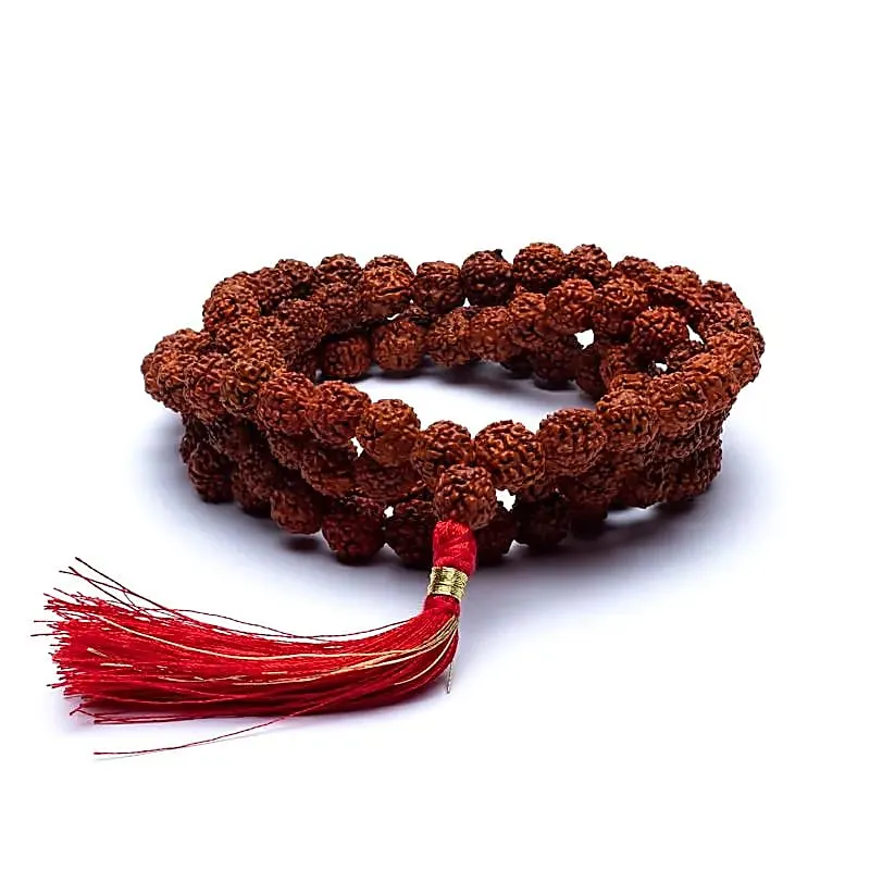 Mala Rudraksha 108 kralen met rode kwast