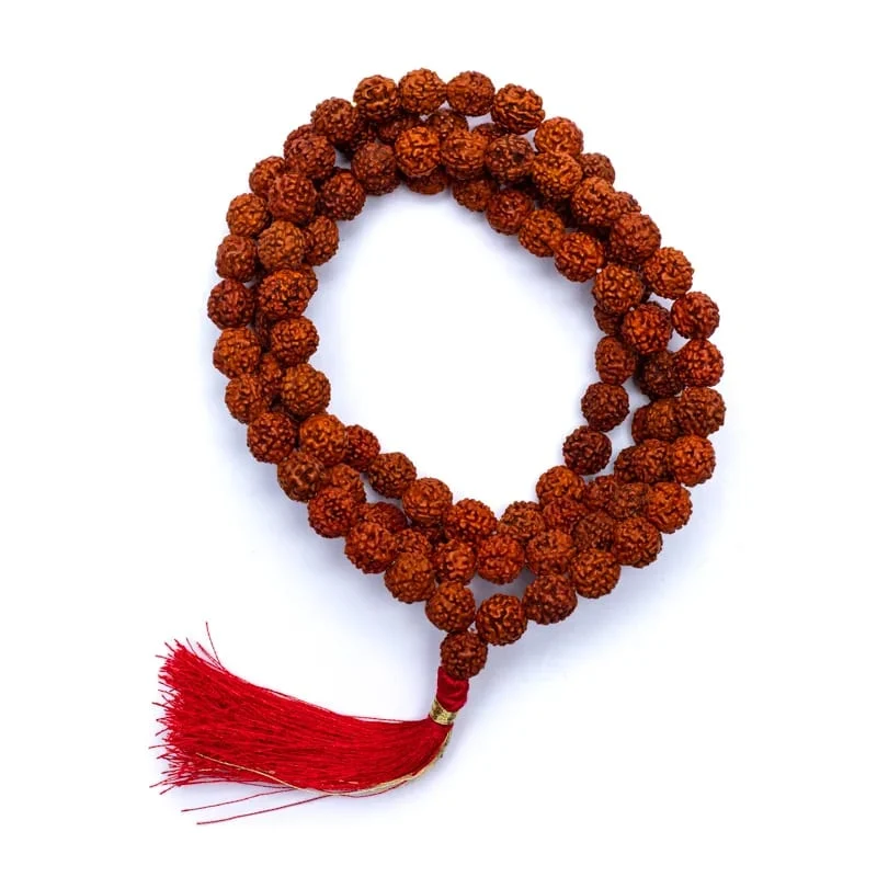 Mala Rudraksha 108 kralen met rode kwast