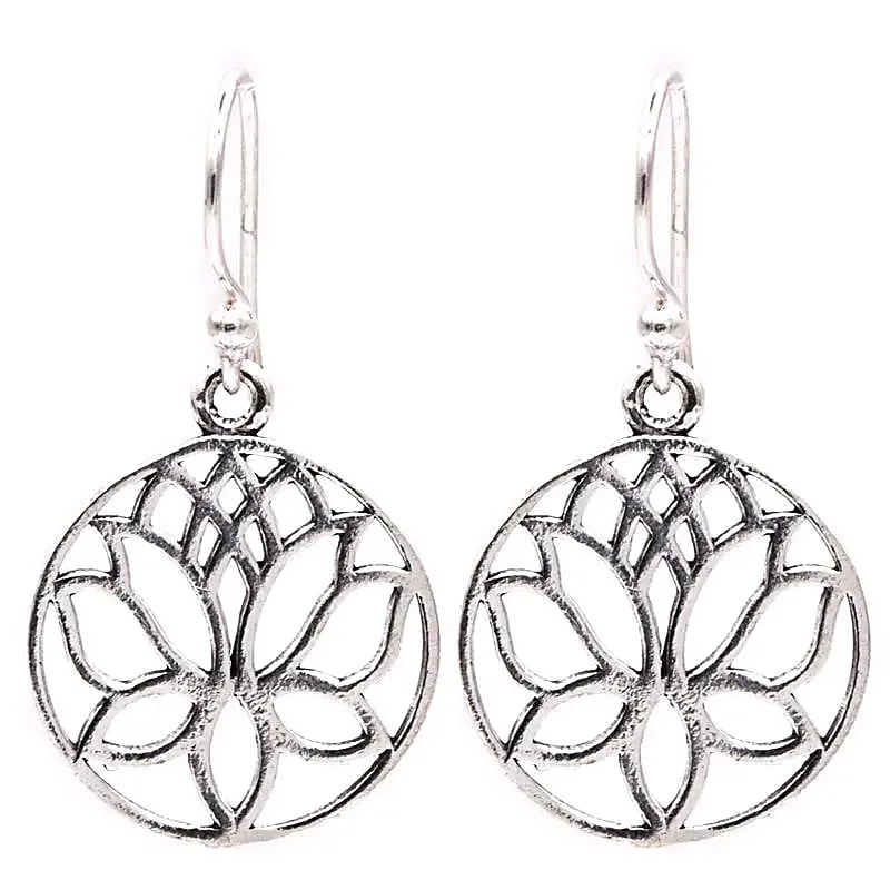 Oorbellen lotus messing zilverkleur
