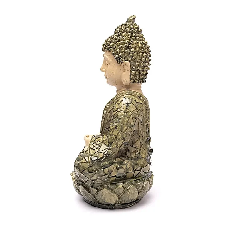 Meditatie Boeddha beeld groen mozaïek