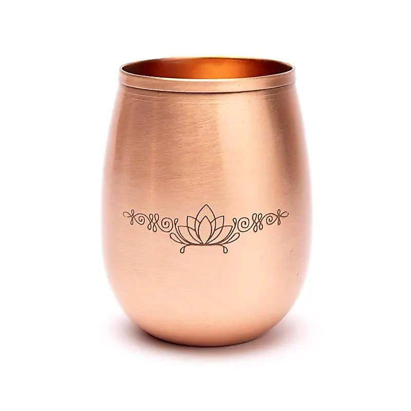Koperen drinkbeker lotus lasergegraveerd