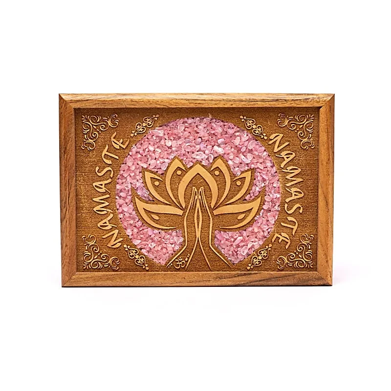 Tarot- of sieradendoos lotus Namaste rozenkwarts