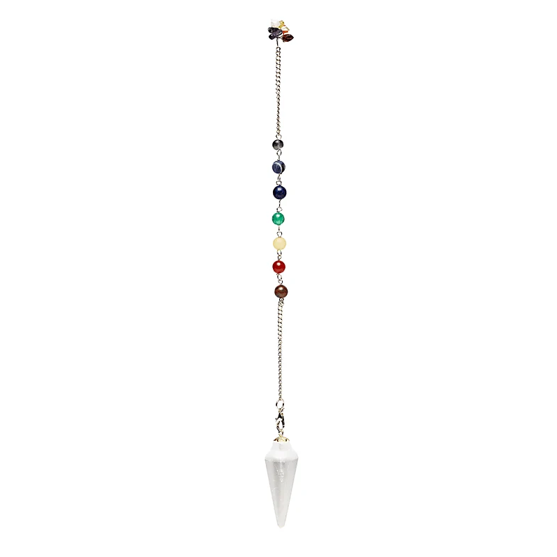 Pendel seleniet druppelvormig + chakra ketting