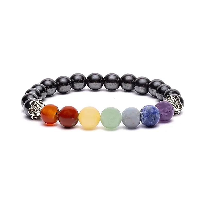 Chakra armband hematiet elastisch