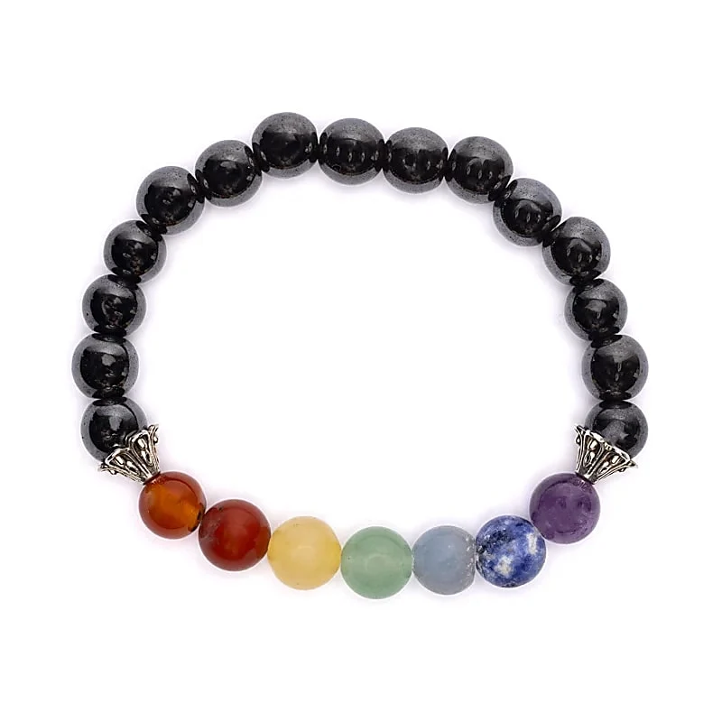 Chakra armband hematiet elastisch