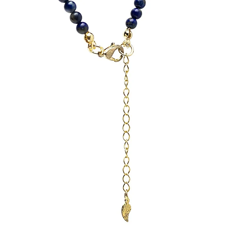 Verstelbare halsketting lapis lazuli met maan hanger