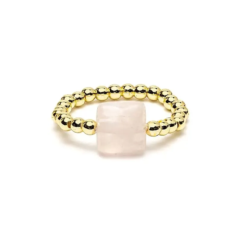 Elastische ring facet geslepen rozenkwarts