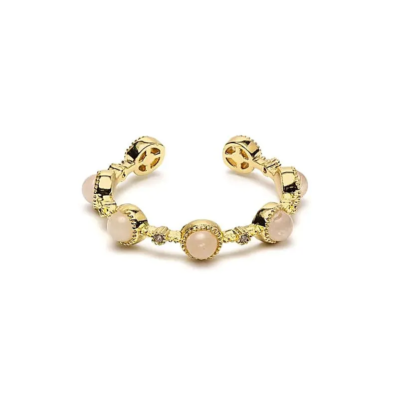 Open ring met rozenkwarts