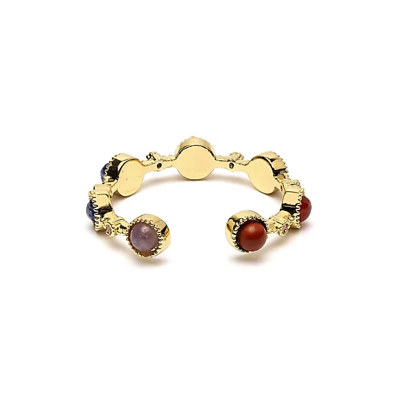 Open ring met 7 chakra-stenen