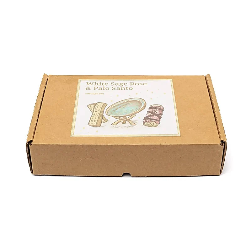 Smudge set witte salie, roos & Palo Santo