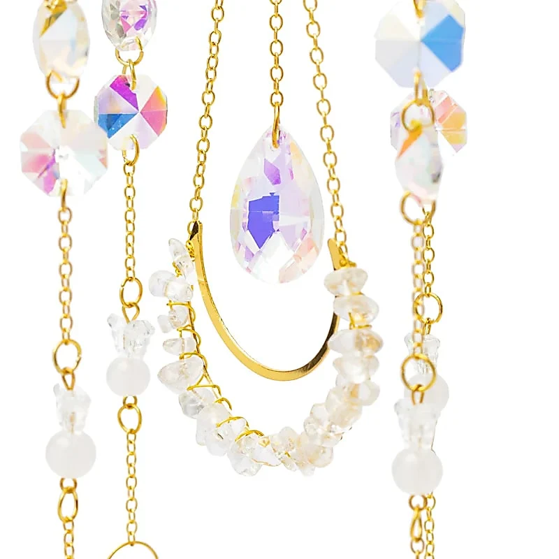 Suncatcher lotus en vlinders met bergkristal