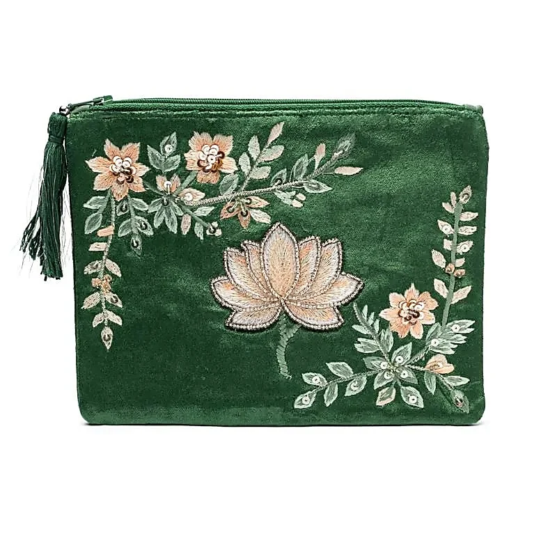 Etui fluweel groen met lotus