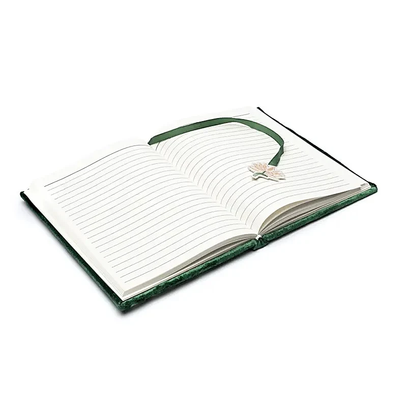 Notitieboek fluweel groen met lotus