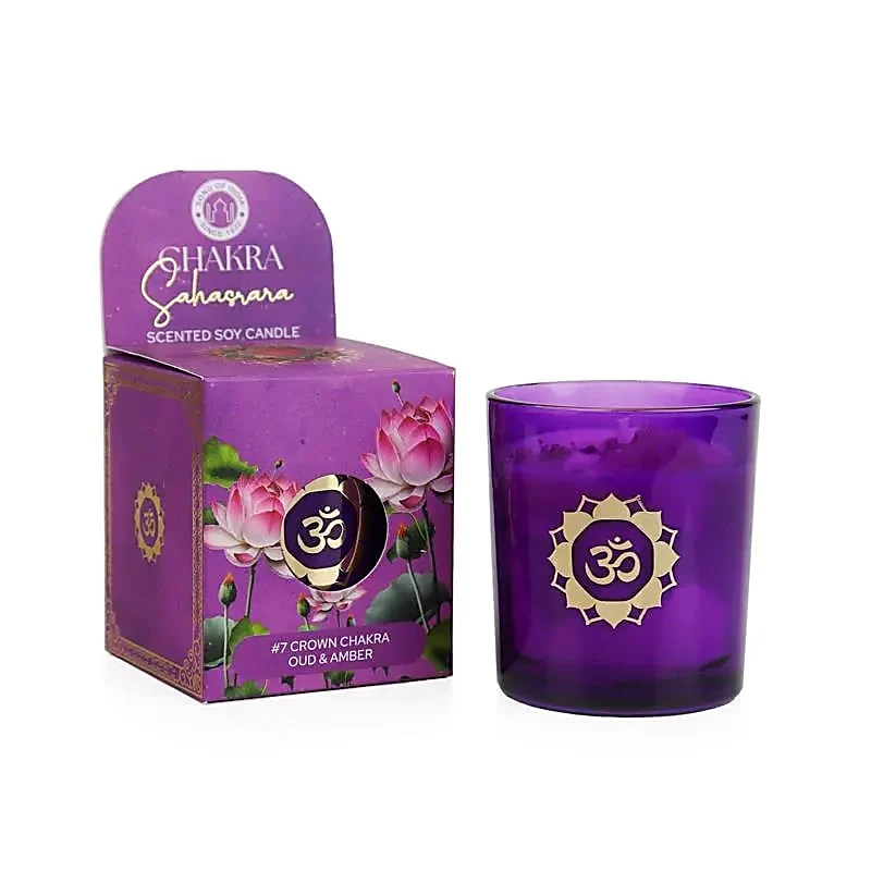 Soja geurkaars Sahasrara chakra oud & amber