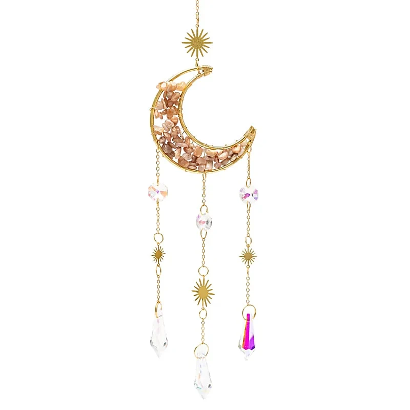 Suncatcher maan met roze maansteen