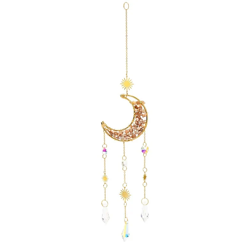 Suncatcher maan met roze maansteen