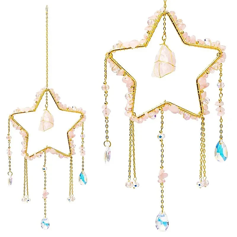 Suncatcher ster met rozenkwarts
