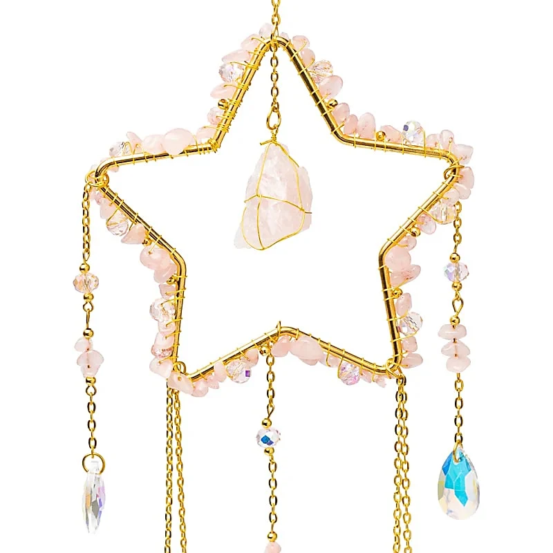 Suncatcher ster met rozenkwarts