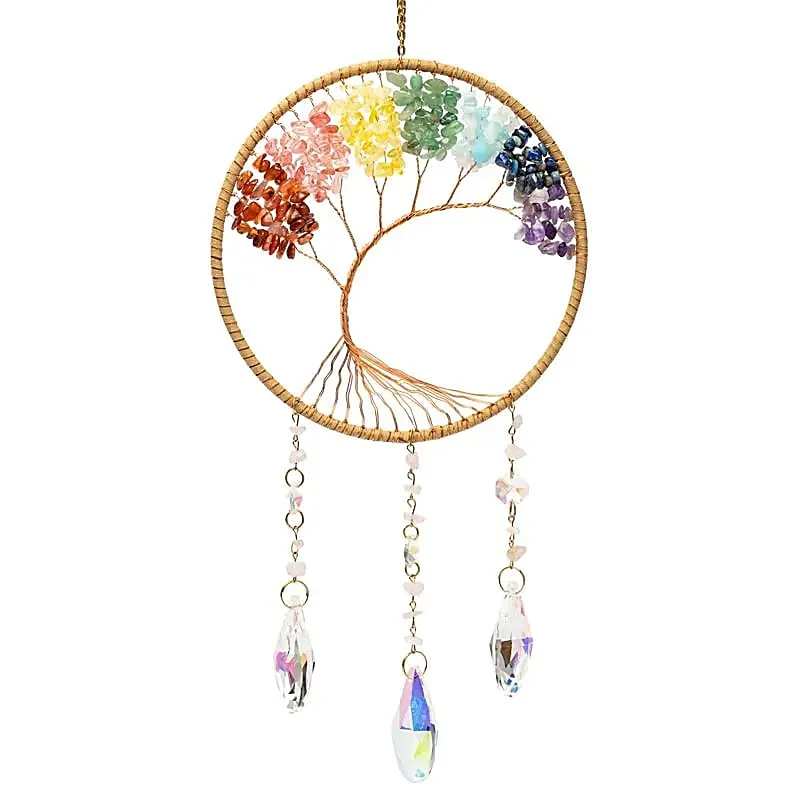 Suncatcher levensboom met chakra-stenen